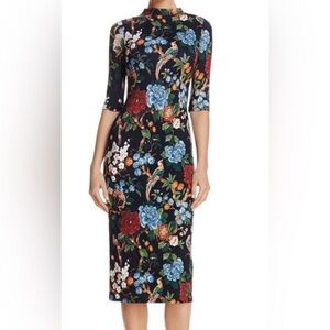 Alice and Olivia Floral Print Midi Dress